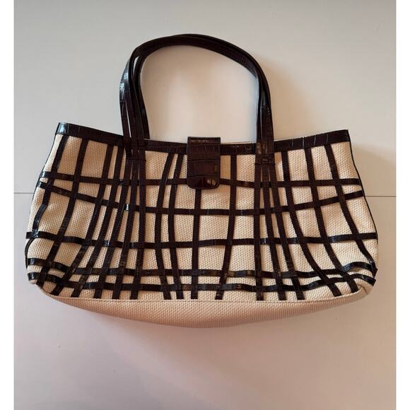 Bloomingdale's Black and Cream Shoulder Bag - Picture 1 of 8